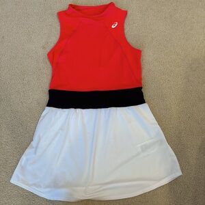 Asics tennis dress, white and red size M